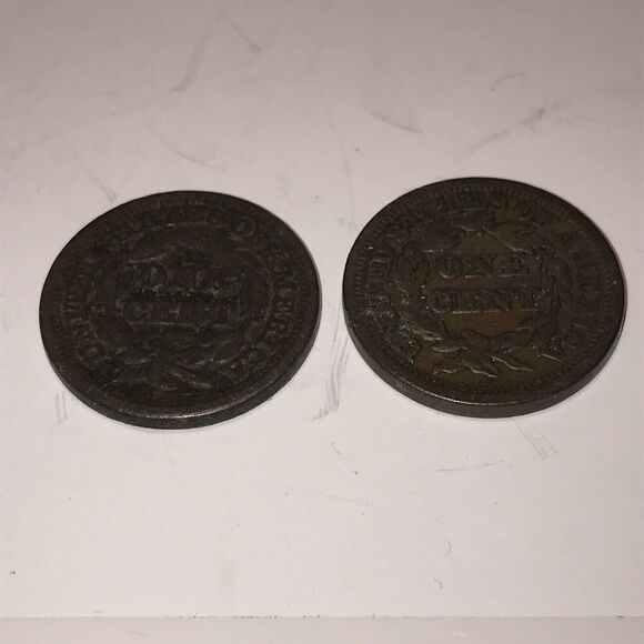 1847&1849 Braided hair Large Cent Copper US Coins Circulated US Currency/Money - Picture 6 of 9